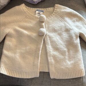 Cream Knit Cardigan with Pom Pom Buttons